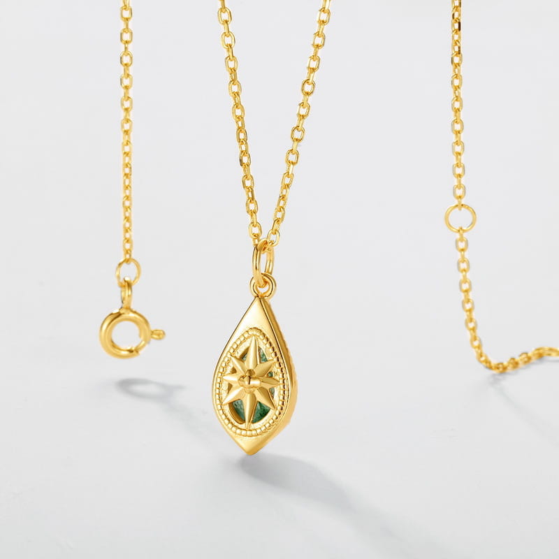 The North Star | Moss Agate Celestial Compass Necklace