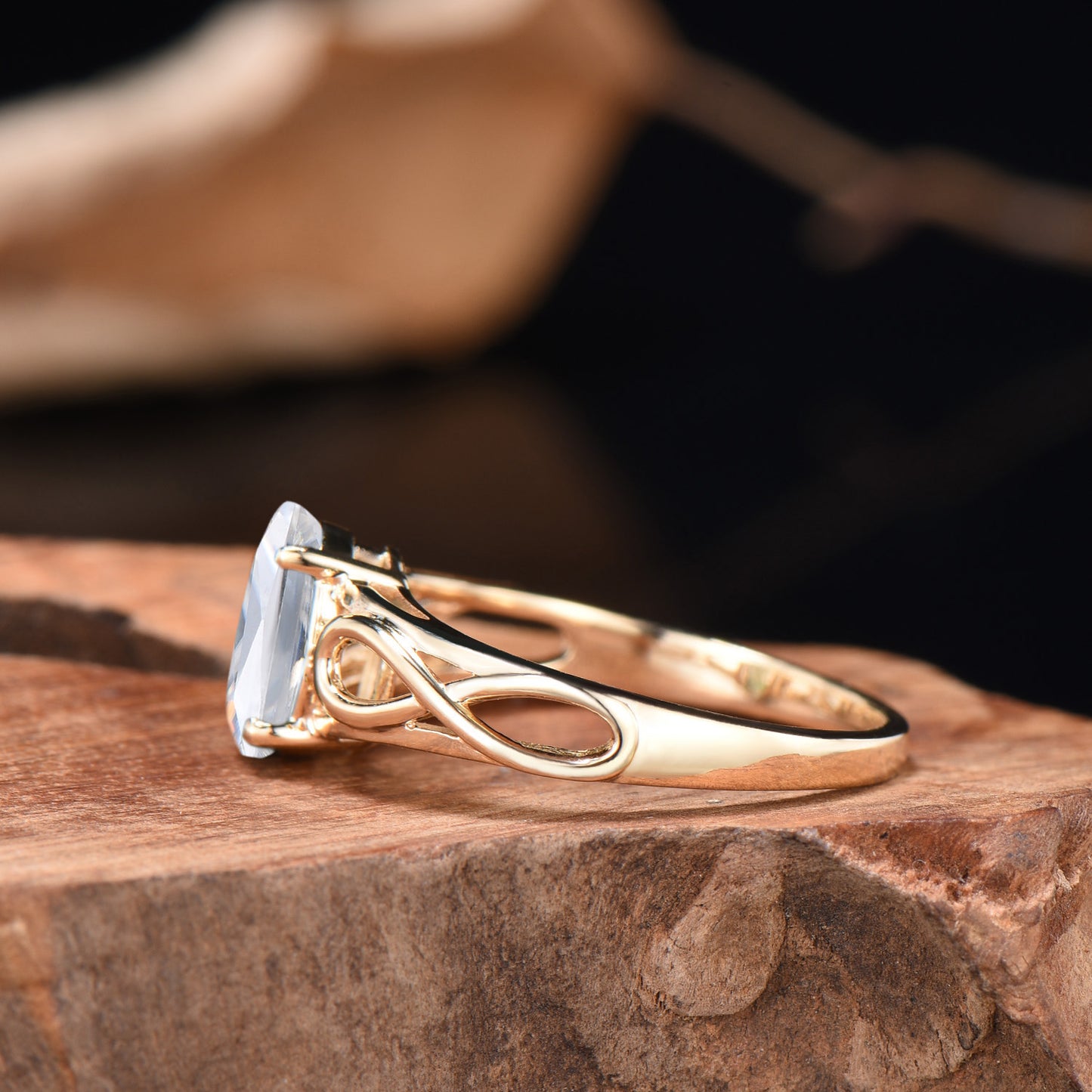 Infinite Love Solitarie Wedding Ring Delicate Radiant Cut Moissanite Engagement Ring 14k 18k Yellow Gold Band Anniversary Gifts For Women