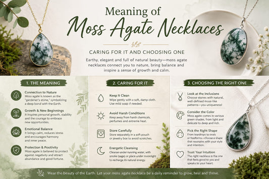 Meaning of Moss Agate Necklaces, Caring for It and Choosing One