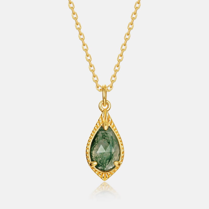 The North Star | Moss Agate Celestial Compass Necklace