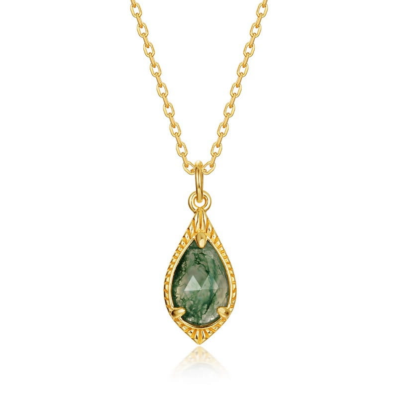 The North Star | Moss Agate Celestial Compass Necklace