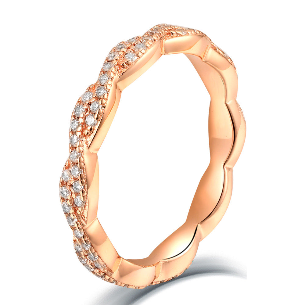 Twisted Pave CZ Stacking Ring Full Eternity Infinity Moissanite Wedding Ring for Women