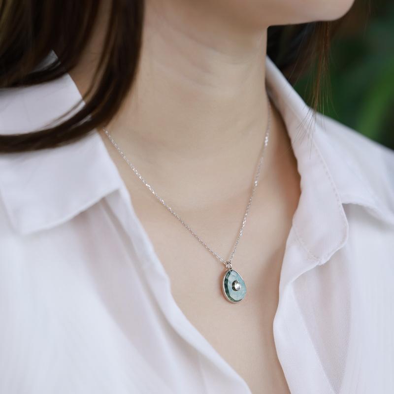 One-of-a-Kind Moss Agate Necklace - Tear