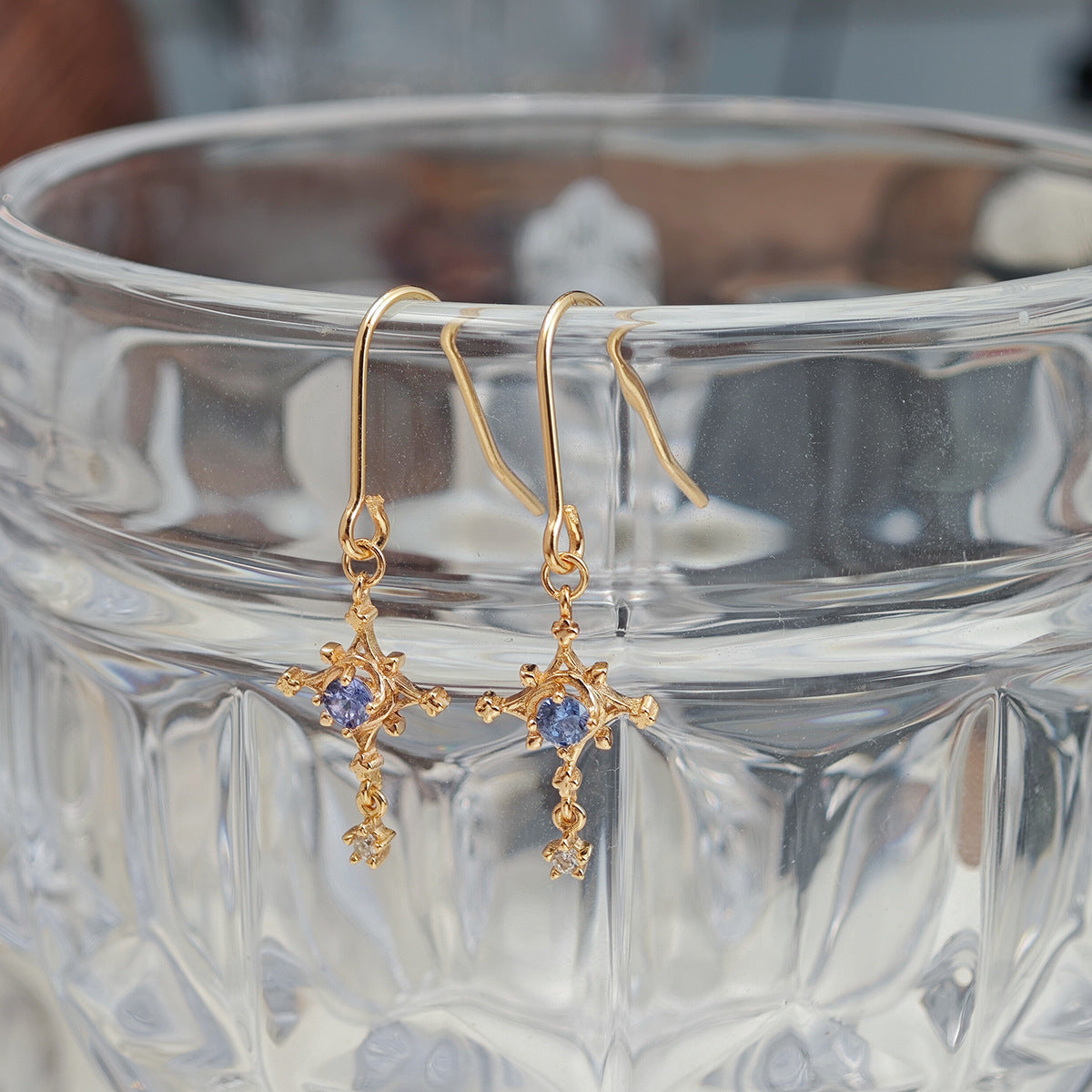 Elegant Starbrite Tanzanite Drop Earrings Minimalist North Star Dangle Earrings