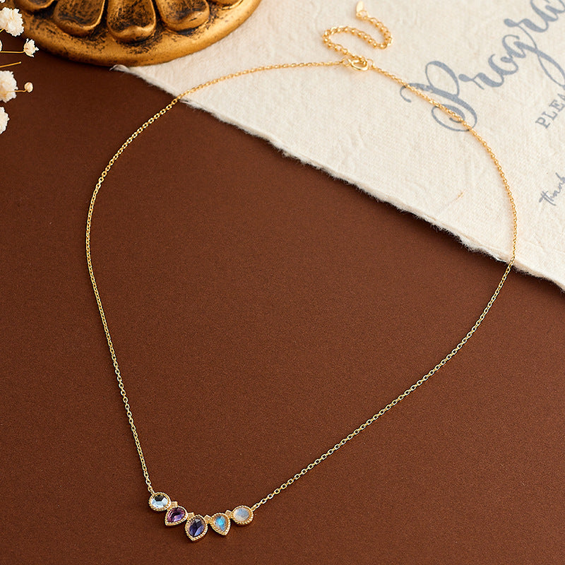 Unique Multi-Gemstone Cluster Necklace | Amethyst, Iolite, Topaz & Labradorite