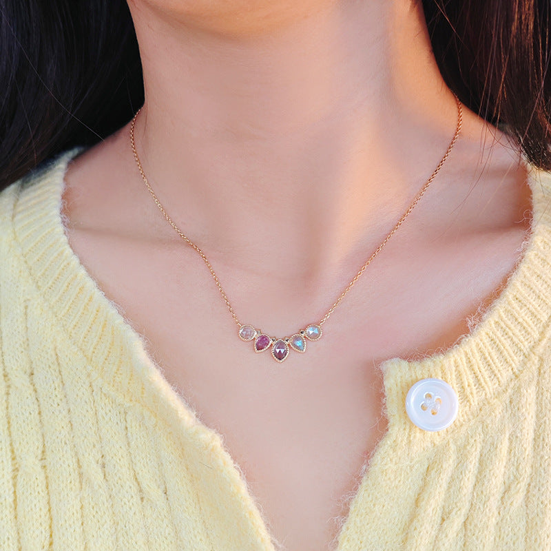 Unique Multi-Gemstone Cluster Necklace | Amethyst, Iolite, Topaz & Labradorite