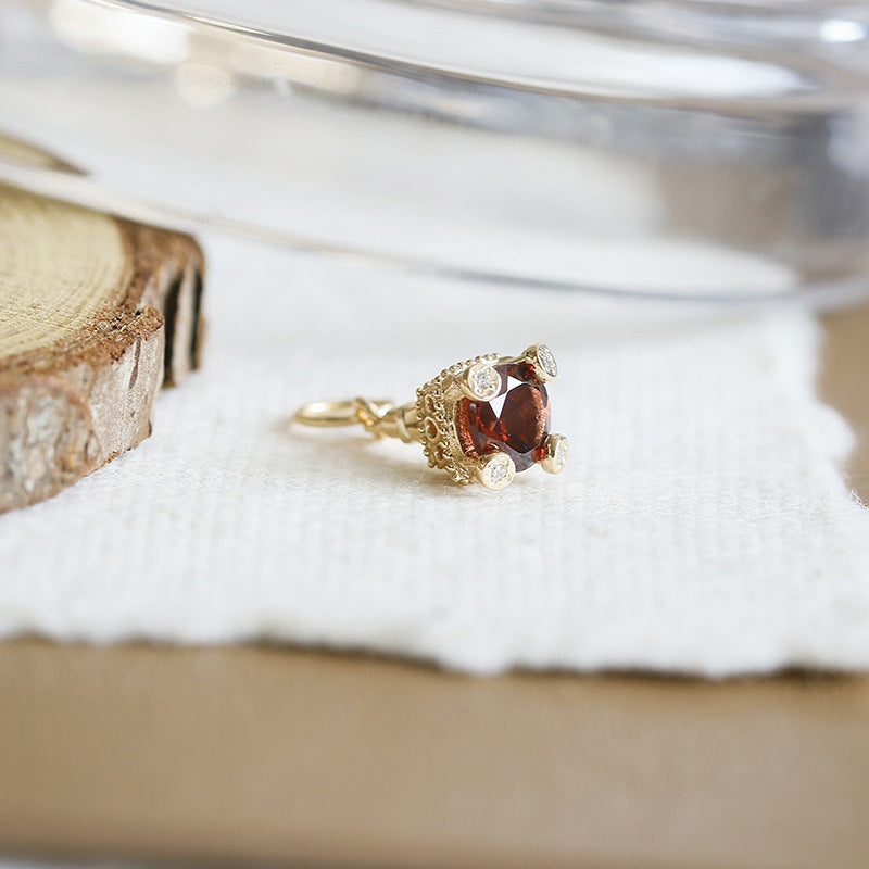 Vintage Round Garnet Four-Prong Halo Engagement Ring Filigree Milgrain Band