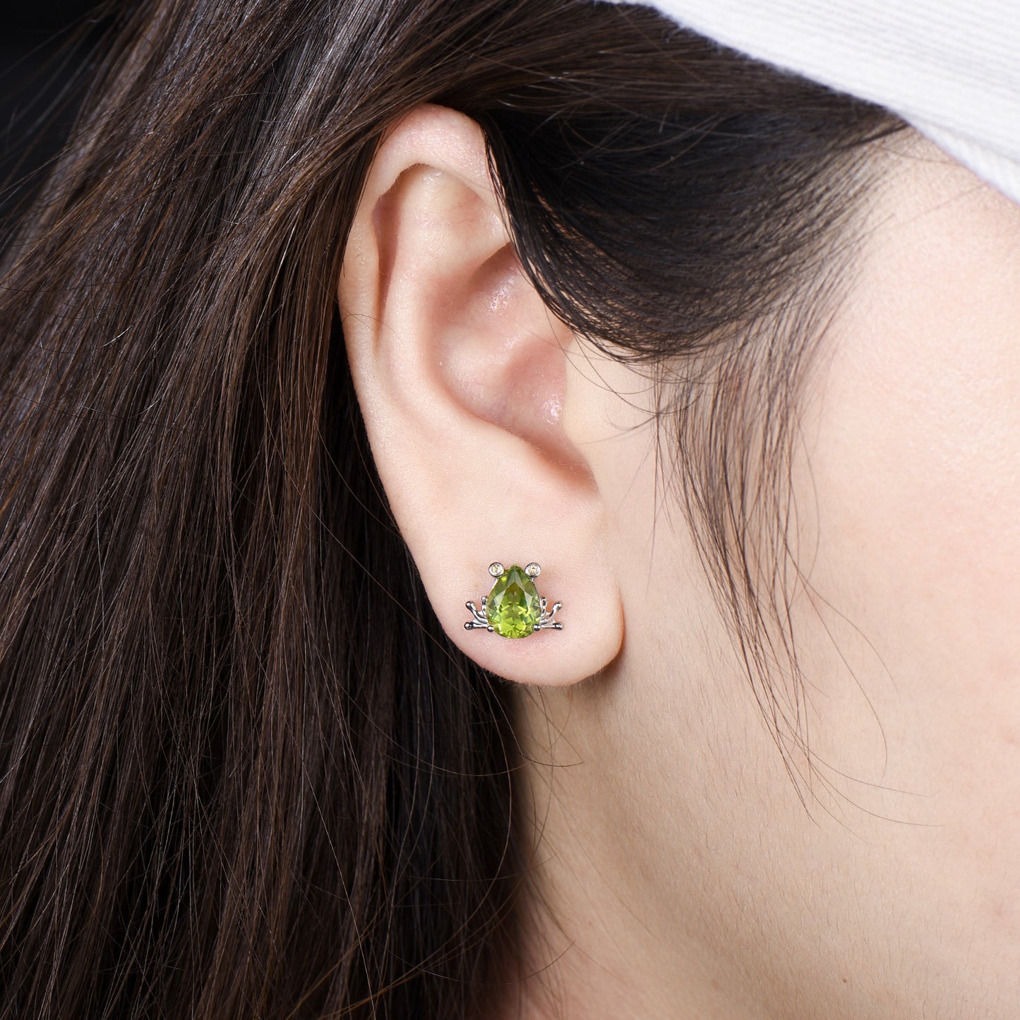 The Enchanted Frog Pear Shaped Peridot Citrine Stud Earrings