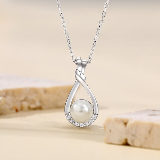Dainty Infinity Shell Pearl Pendant Necklace