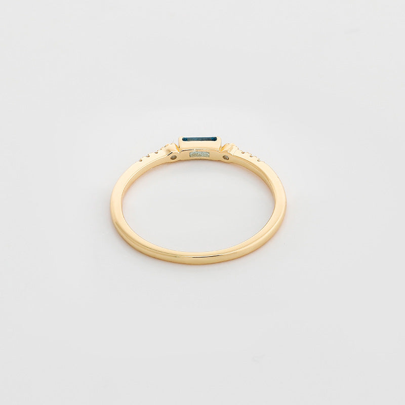 Minimalist Baguette London Blue Topaz Promise Ring Half Eernity Stacking Band
