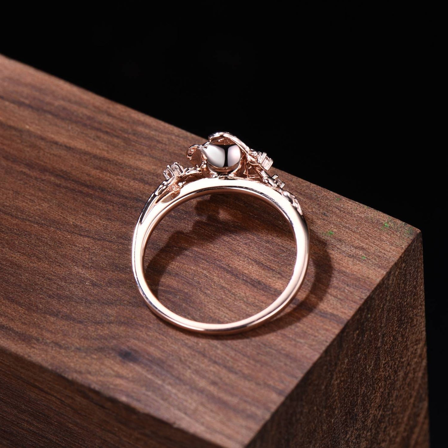 Floral Round Cut Morganite Engagement Ring Rose Gold Ring Nature Inspired Flower Ring