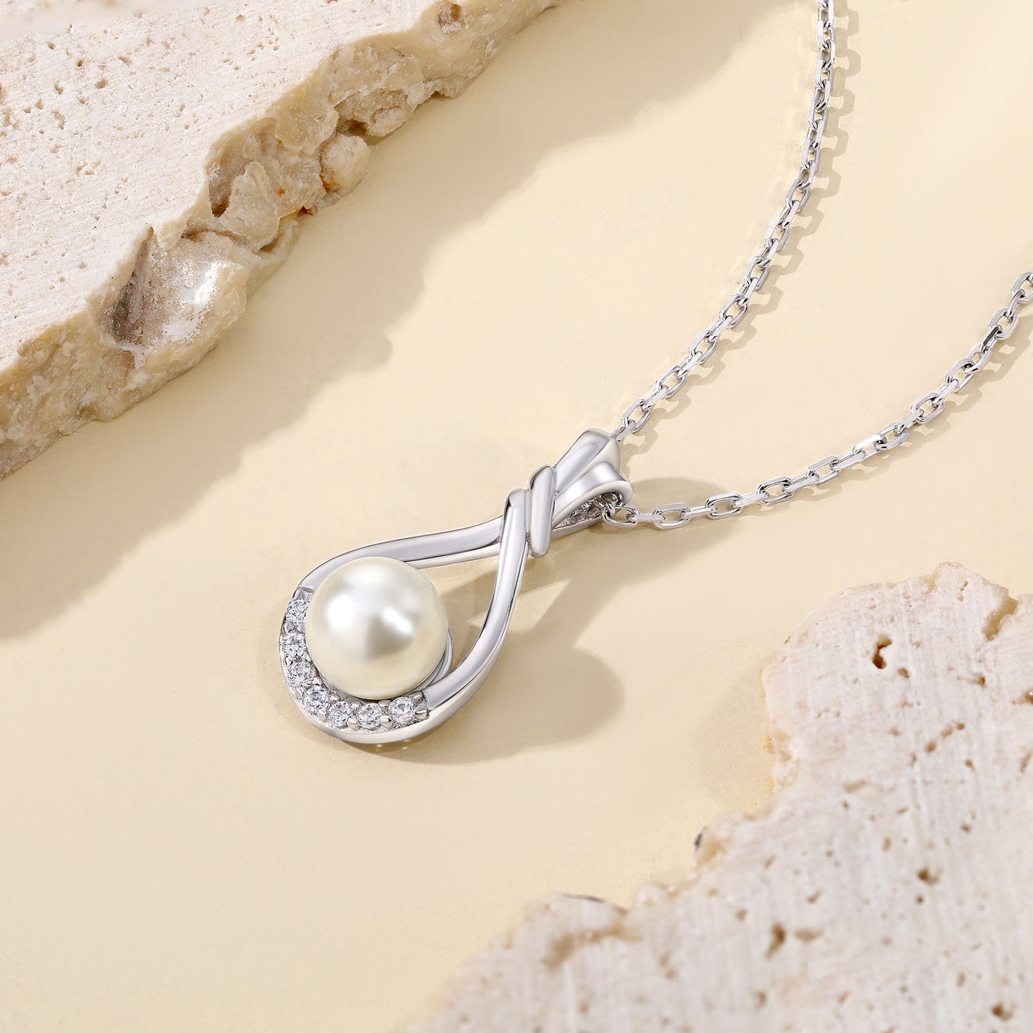 Dainty Infinity Shell Pearl Pendant Necklace