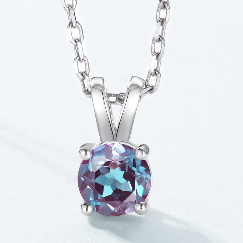 Color Change Alexandrite Solitaire Rabbit Pendant Necklace