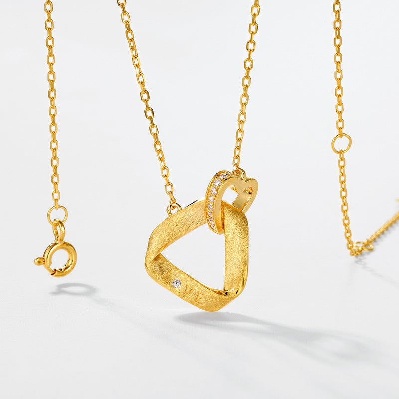 Interlocking Twisted Love Necklace | Brushed  Triangle Silver Pendant Pendant