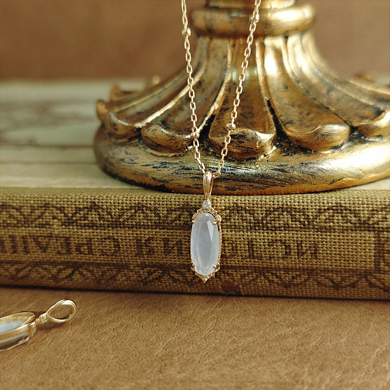 Vintage Mother of White Quartz Doublet Pendant Necklace