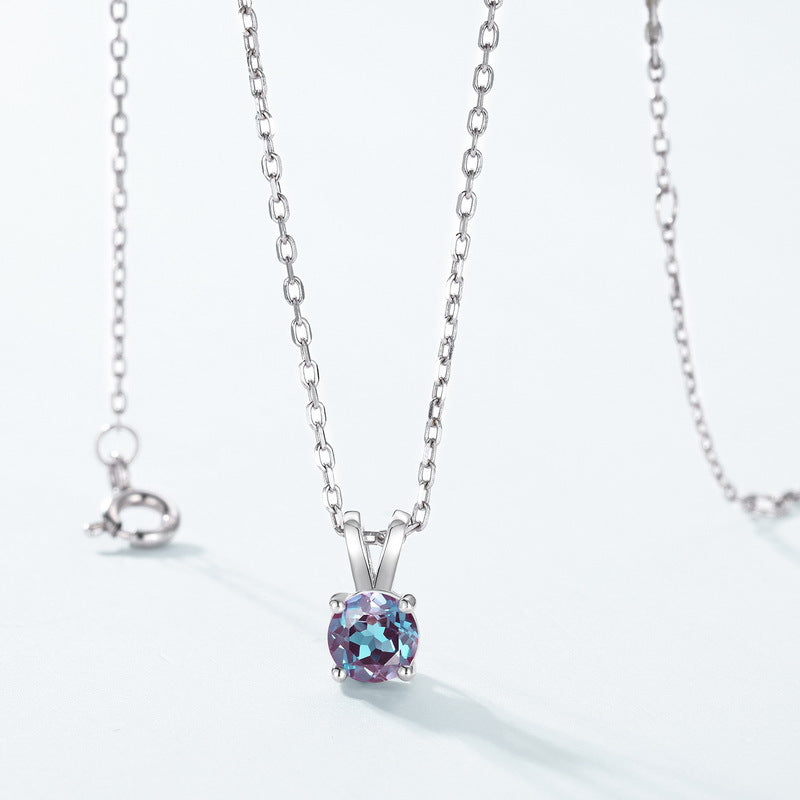Color Change Alexandrite Solitaire Rabbit Pendant Necklace