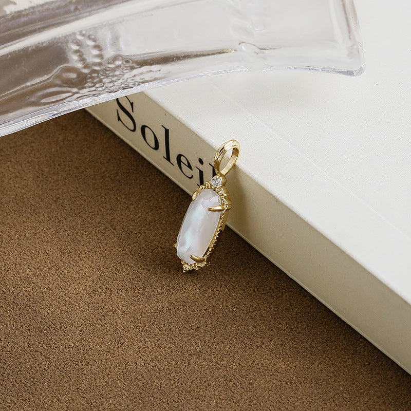 Vintage Mother of White Quartz Doublet Pendant Necklace