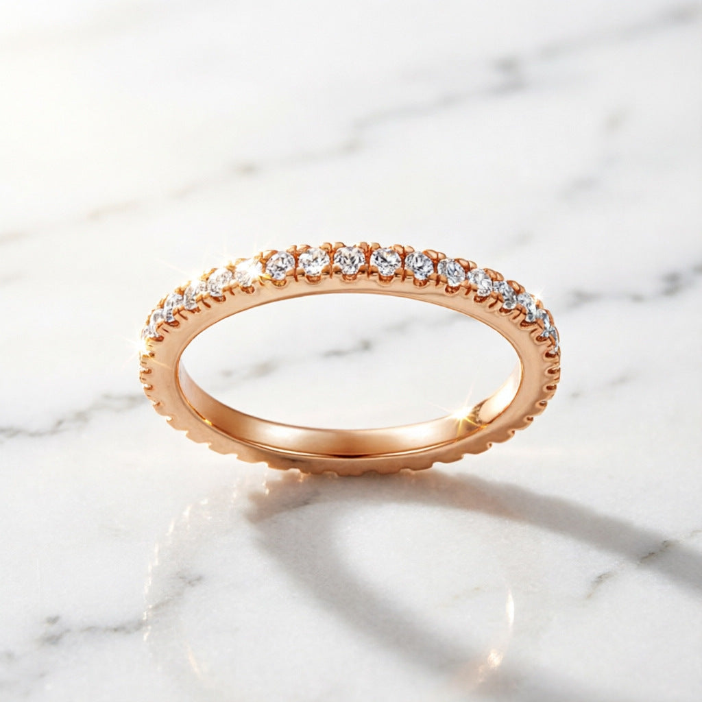 2mm Elegant Pave Set Full Eternity Moissanite Wedding Band