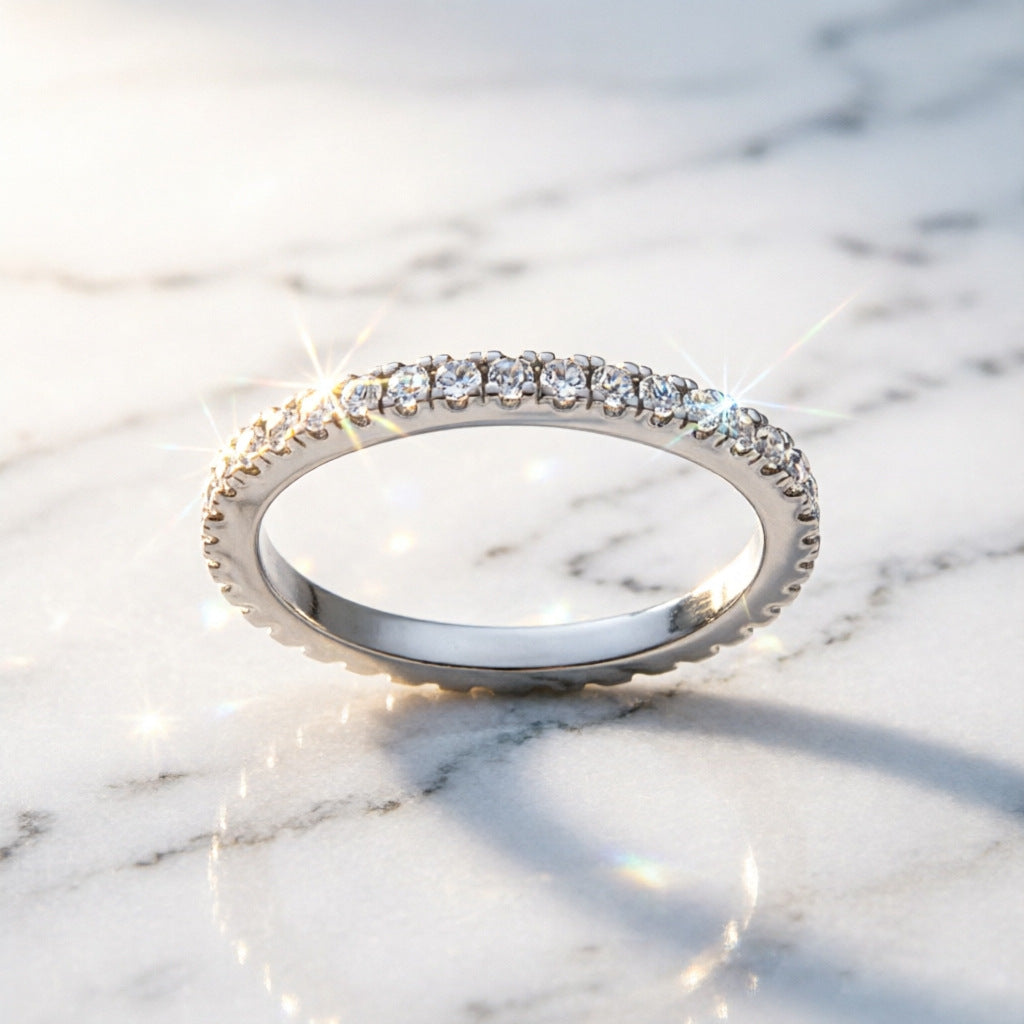 2mm Elegant Pave Set Full Eternity Moissanite Wedding Band