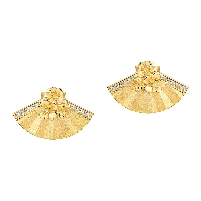 Buccellati-Style Brushed Gold Fan Necklace Floral Choker