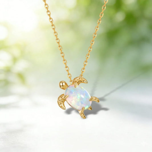 Ocean Series Turtle Neckalcesâ€?Cute & Versatile Synthetic Opal Turtle Pendant for Women