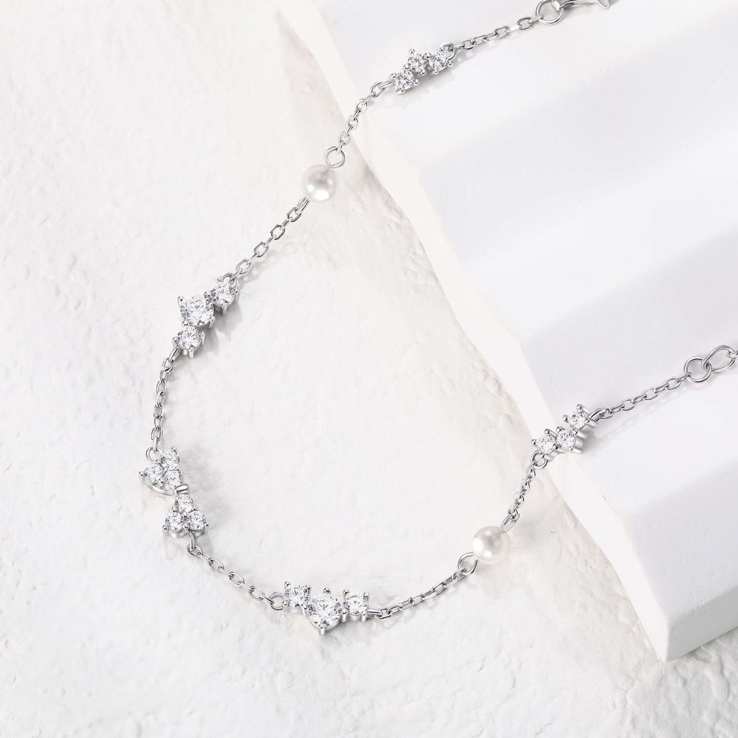 Minimalist Delicate Pearl Sparkle Chain Bracelet for Women