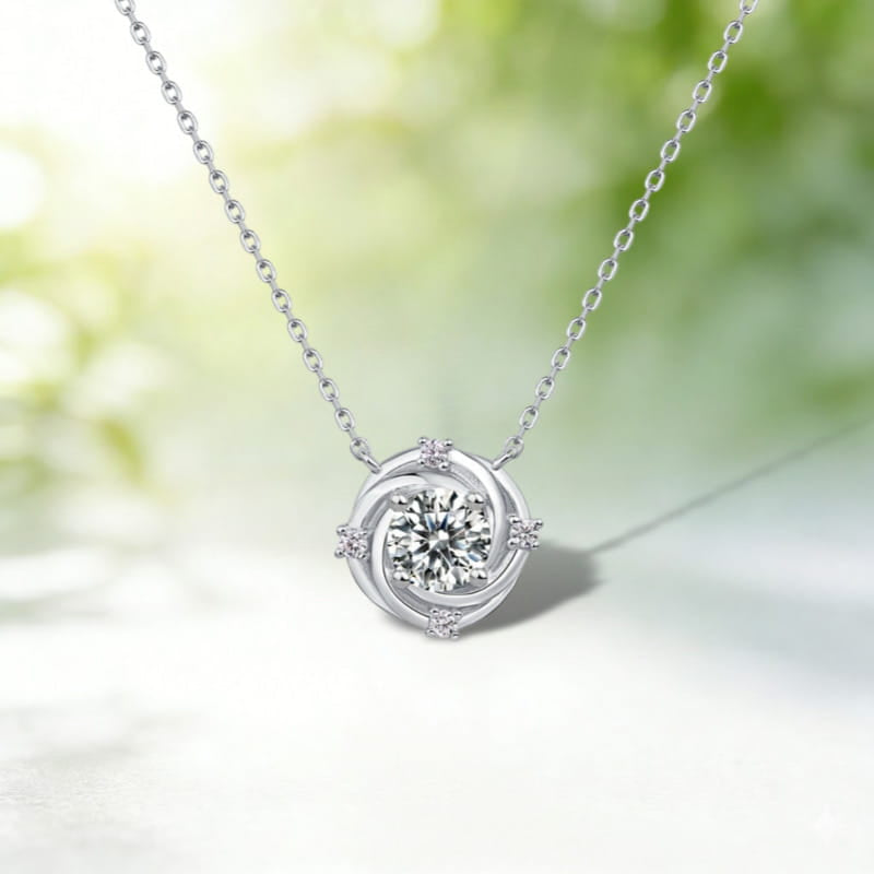 Eternal Swirl Halo Pendant Necklace