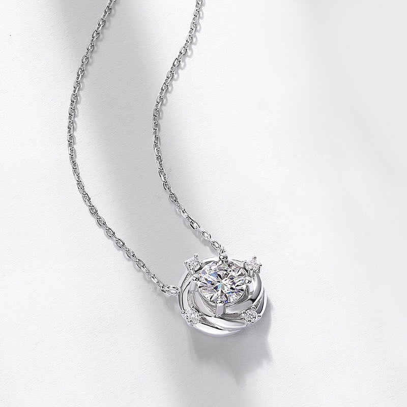 Eternal Swirl Halo Pendant Necklace