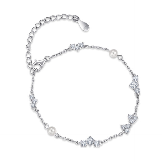 Minimalist Delicate Pearl Sparkle Chain Bracelet for Women