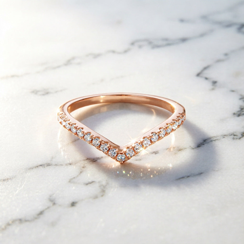 1.25mm Curved V Half Eternity Moissanite Wedding Band