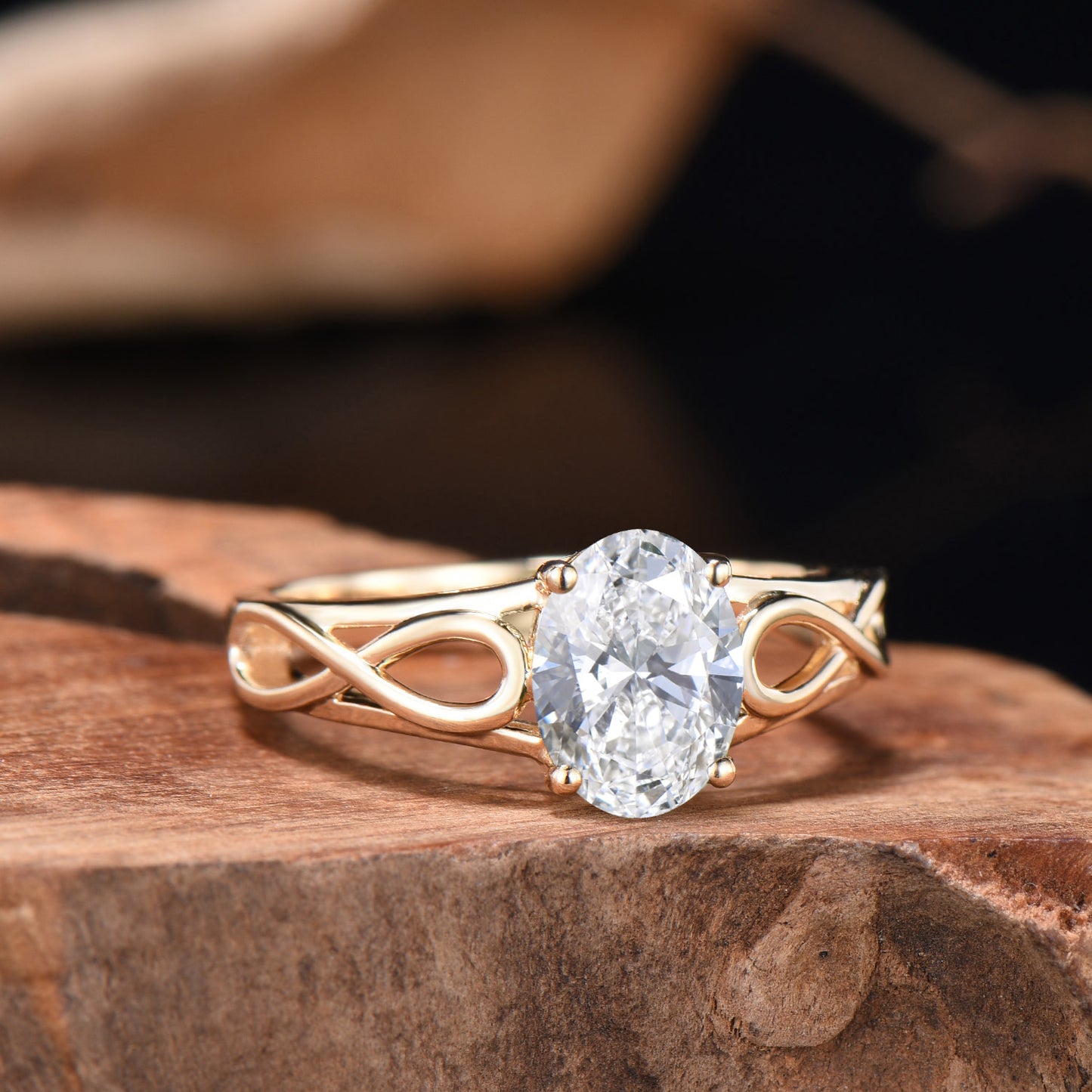 Delicate 1.5CT Oval Cut Moissanite Engagement Ring 14k 18k Yellow Gold Infinite Love Solitarie Wedding Ring Anniversary Gifts For Women