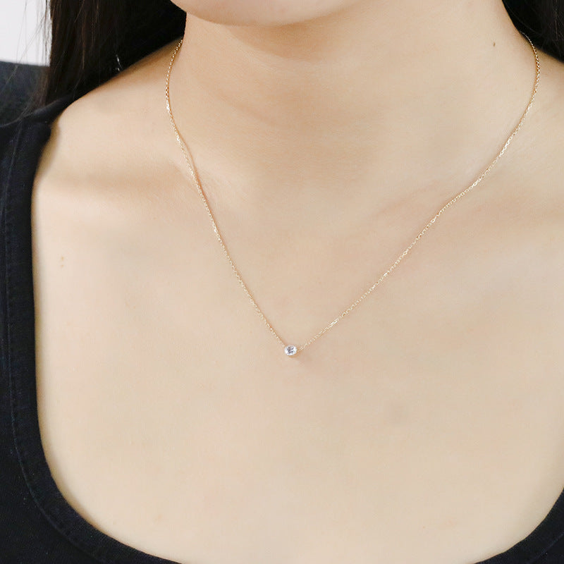 Minimalist Moissanite Layering Necklace | Round Cut Bezel Charm (1mm-5mm)