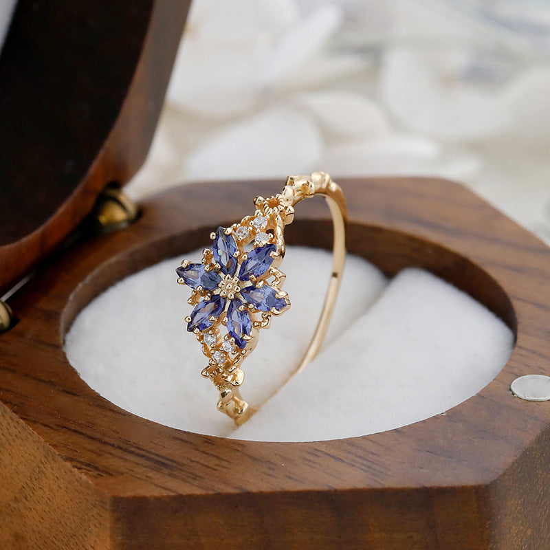 Art Deco Inspired Tanzanite Ring | Snowflake Starburst Flower Jewelry