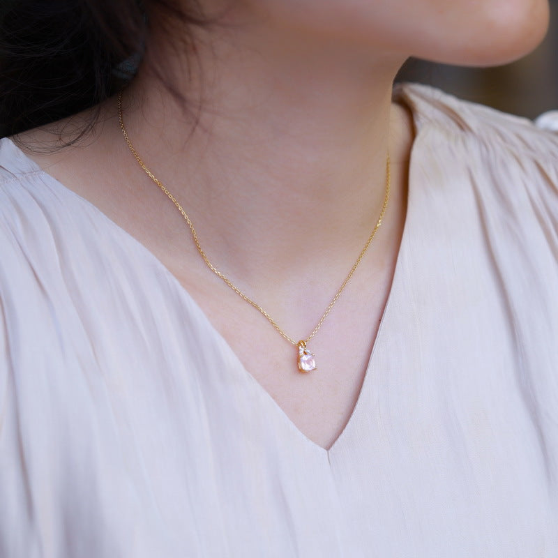 Infinity Love Knot Cushion Cut Rose Quartz & Vine Twist Necklace