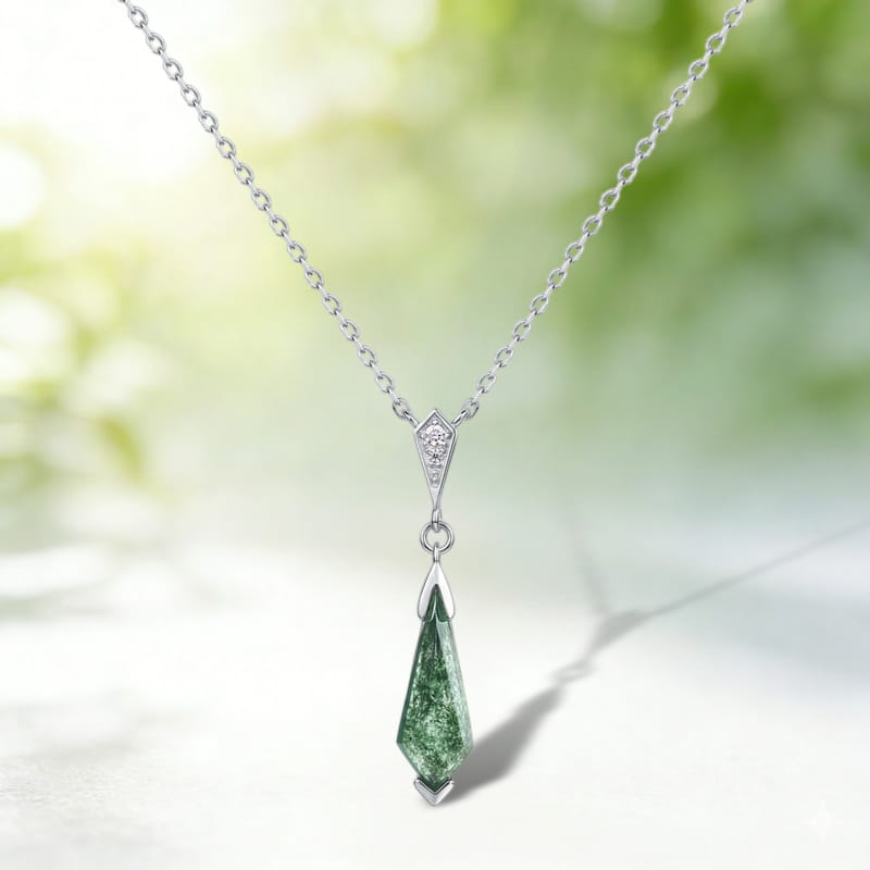 The Aurora Kite-Cut Green Moss Agate Necklace