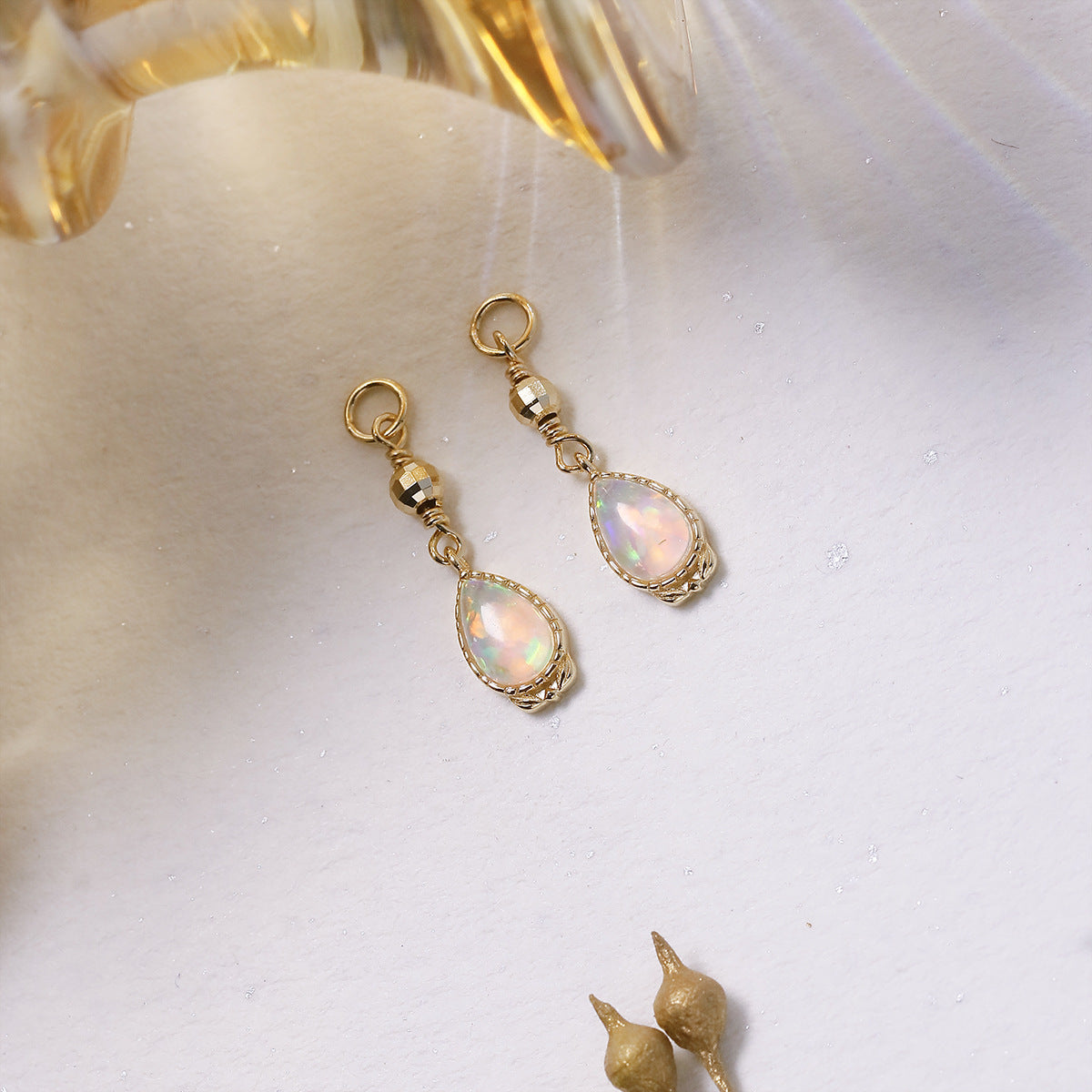 Flower Teardrop Opal Stud Earrings with Vintage Dangle Earrings for Women