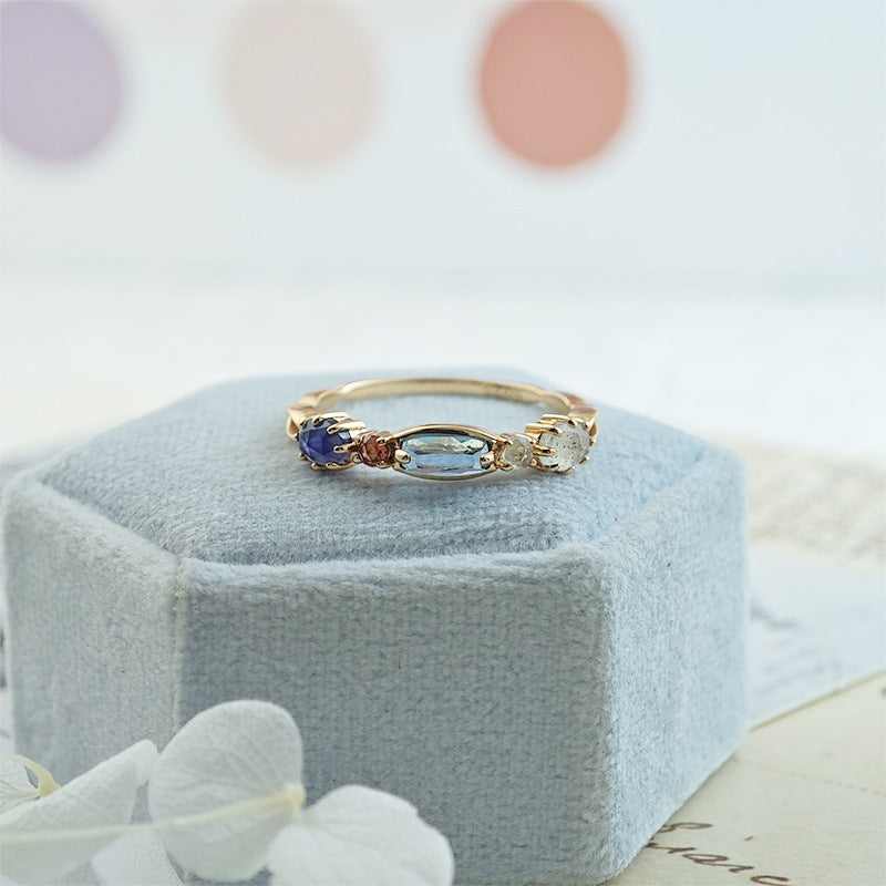 Dainty Garnet Wave Wedding Ring, January Birthstone Promise Ring