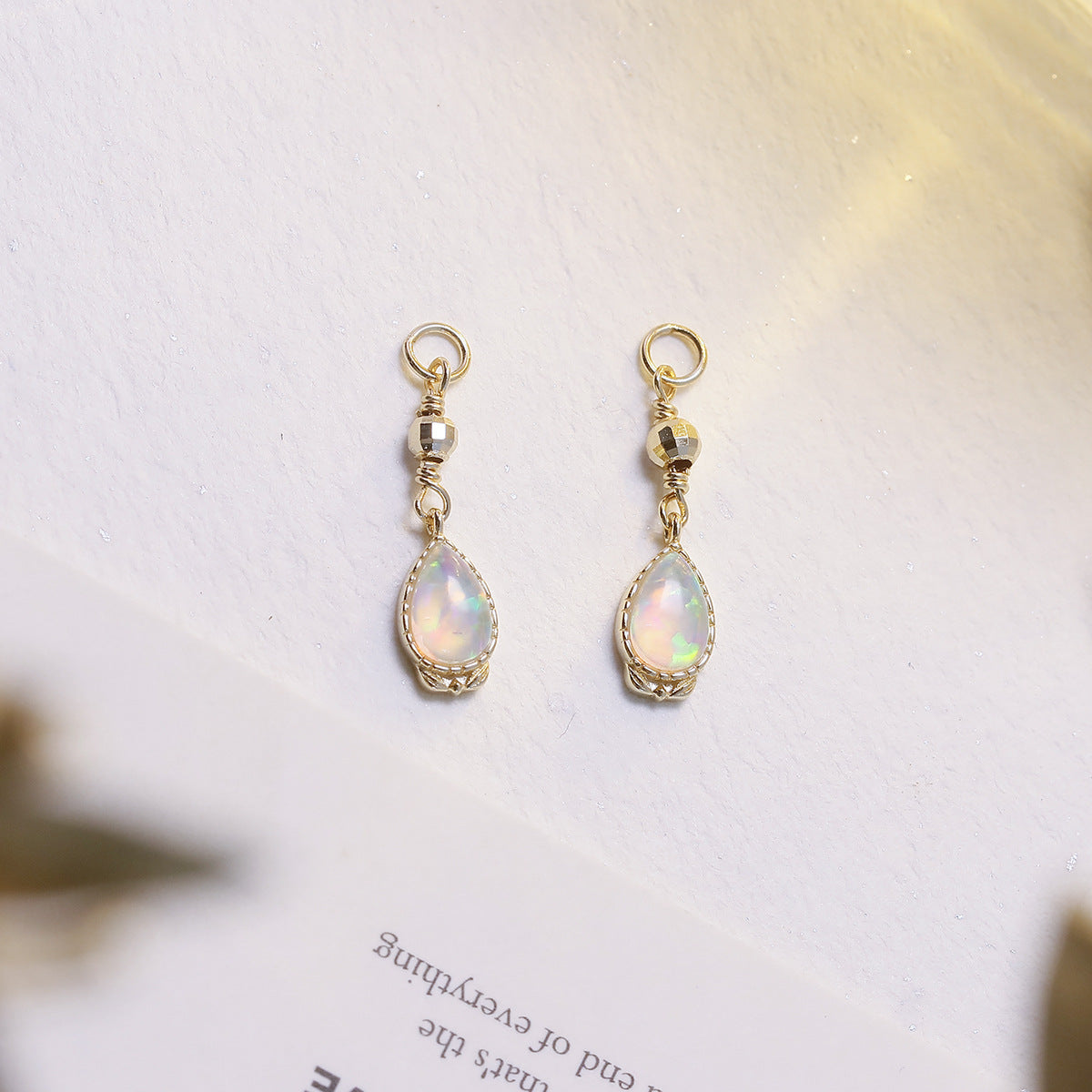 Flower Teardrop Opal Stud Earrings with Vintage Dangle Earrings for Women