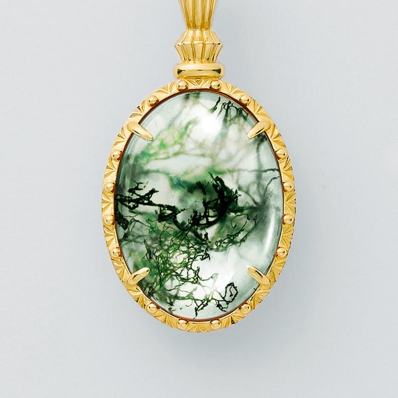 The Sovereign Moss Agate & Opal Medallion | 12x16mm Statement Necklace