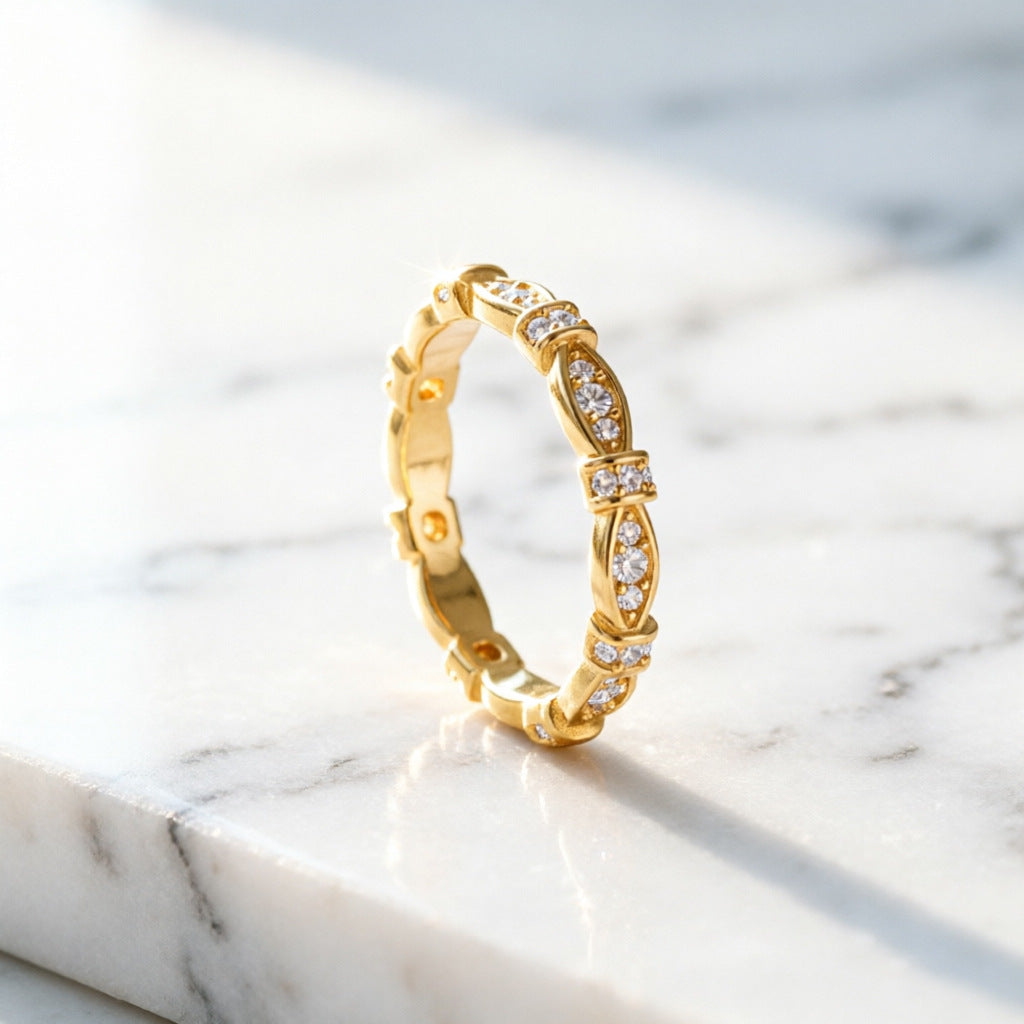 Serpenti-Style Full Eternity Moissanite Pavé Stacking Ring Trio