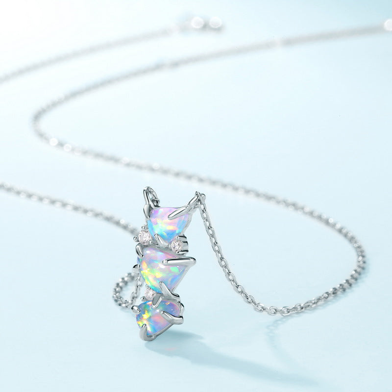Mystic Aura Heart Opal Pendant – Fairycore Coquette Layering Necklace