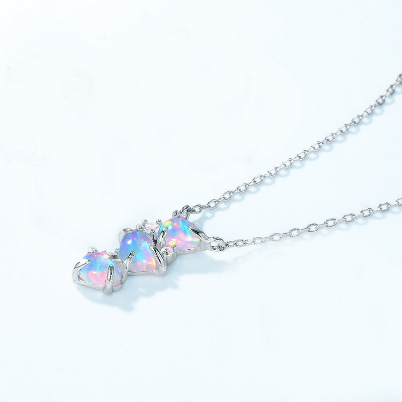Mystic Aura Heart Opal Pendant – Fairycore Coquette Layering Necklace