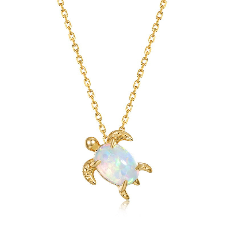Ocean Series Turtle Neckalcesâ€?Cute & Versatile Synthetic Opal Turtle Pendant for Women