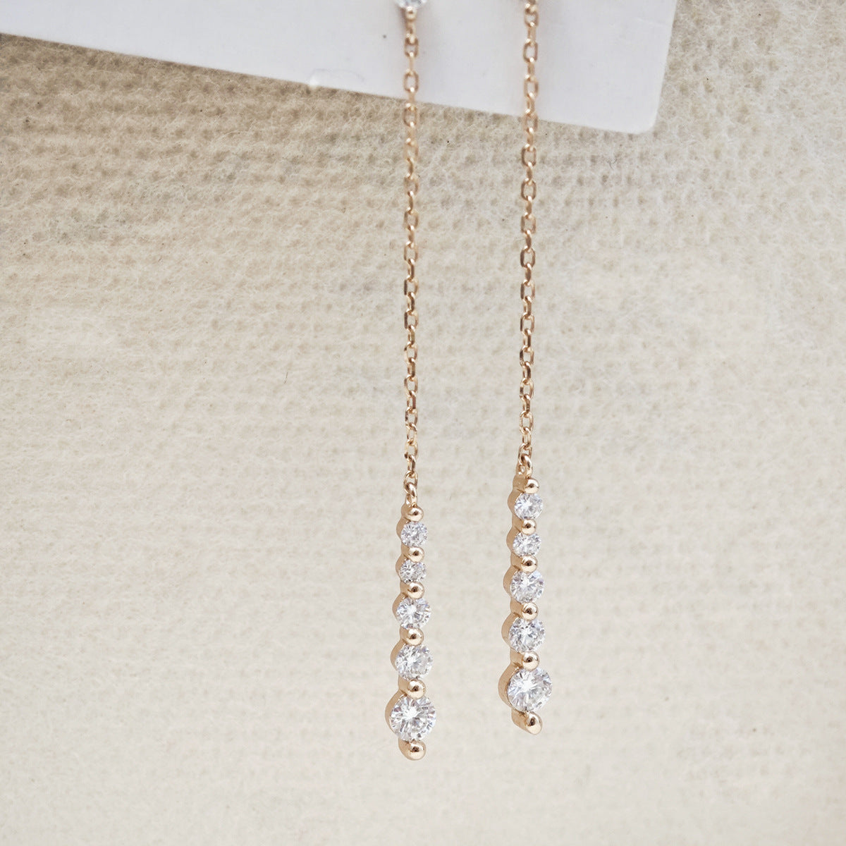 Moissanite Drop Earrings, Long Chain Linear Dangle Earrings for Women