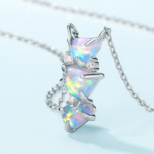 Mystic Aura Heart Opal Pendant – Fairycore Coquette Layering Necklace