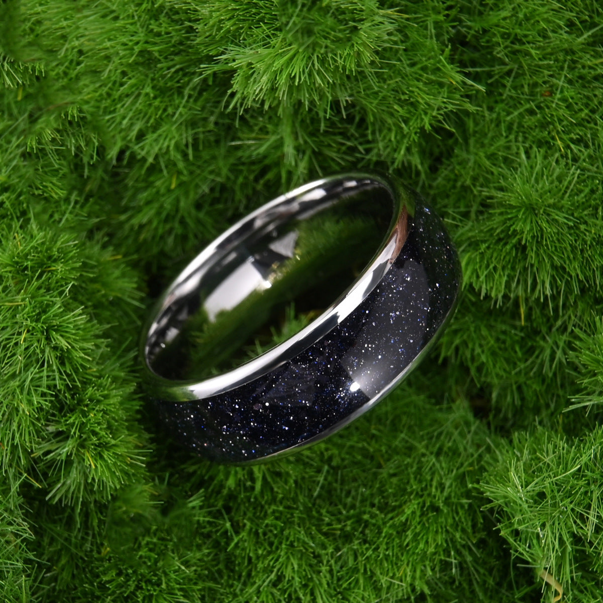 8mm men's wedding band Blue Sandstone Star Tungsten Ring - PENFINE