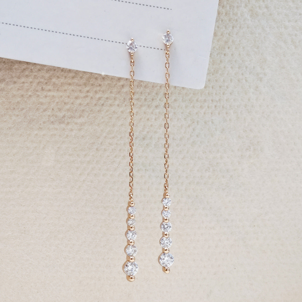 Moissanite Drop Earrings, Long Chain Linear Dangle Earrings for Women