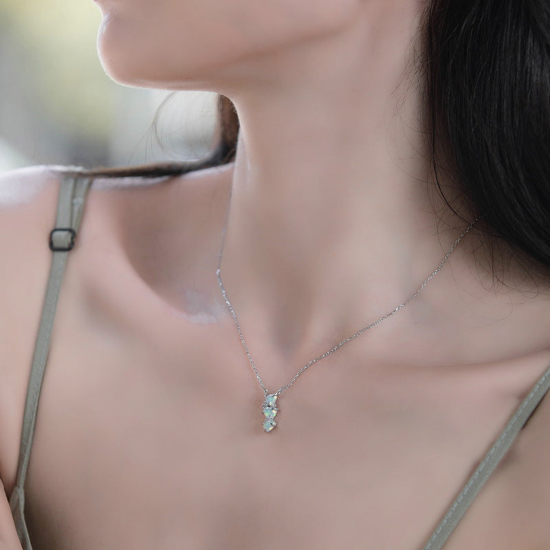 Mystic Aura Heart Opal Pendant – Fairycore Coquette Layering Necklace